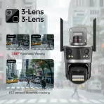 Wi‑Fi IP kamera sa 3 sočiva – PTZ rotacija, sirena i detekcija lica - Image 3