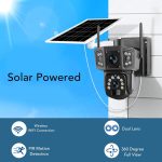 crna kamera zakacena na zidu povezana sa solarnim panelom