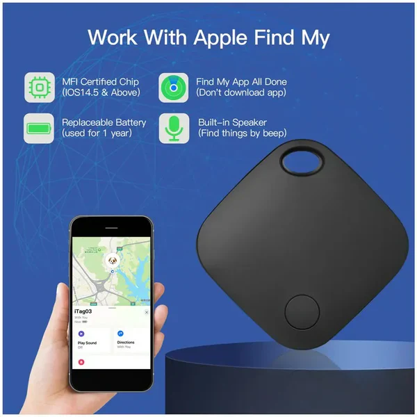 Apple pametni tag uz iPhone ekran sa mapom