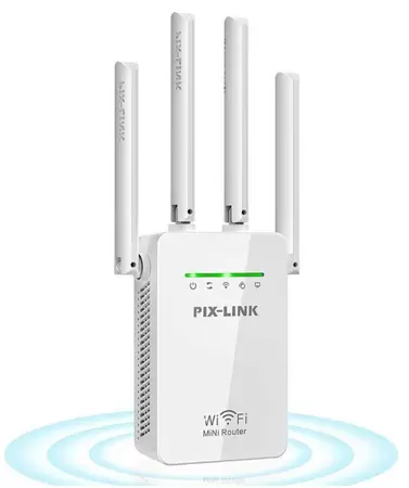 Detaljan pogled na WiFi repetitor – Prikazuje uređaj sa fokusom na portove i dugmadi za podešavanje.