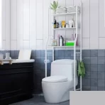 Praktična polica za kupatilo – iznad WC šolje, metalna konstrukcija, 2 nivoa - Image 2
