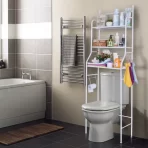 Praktična polica za kupatilo – iznad WC šolje, metalna konstrukcija, 2 nivoa - Image 3