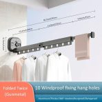 Zidni Teleskopski Sušač Veša bez Bušenja | Sklopivi Aluminijumski Sušač sa Vakum Montažom