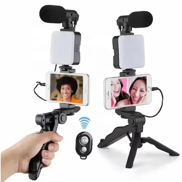 Vlogging i Live Streaming Kit sa LED Svetlom, Mikrofonom i Tripod Stalakom za Telefon