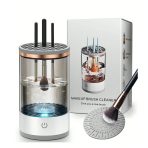 uređaj za sušenje i čišćenje četkice za šminku za par sekundi! 3-u-1 automatski uređaj sa USB punjenjem, držačem i rotacionim čišćenjem – higijenski, efikasno i štedi vreme.