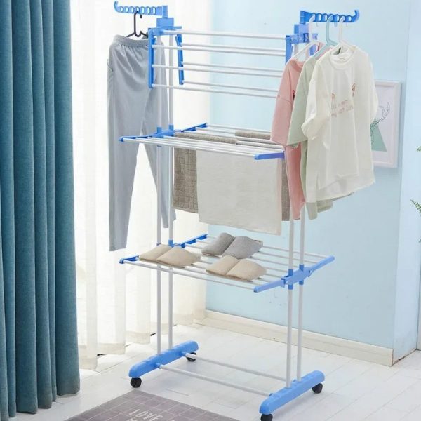 Preklopni Višenamenski Sušač za Veš – Troslojni, Podesiv i Pokretan | Online Shop