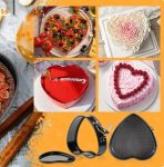 Nelepljiv Kalup za Torte –  Set od 3 - Okrugli, Srcoliki i Kvadratni Kalupi sa Uklonjivim Dnom i Mehanizmom za Otvaranje - Image 4