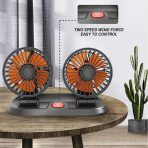 USB auto ventilator sa dva rotirajuća ventilatora – 5V / 12V / 24V, 2 brzine - Image 4