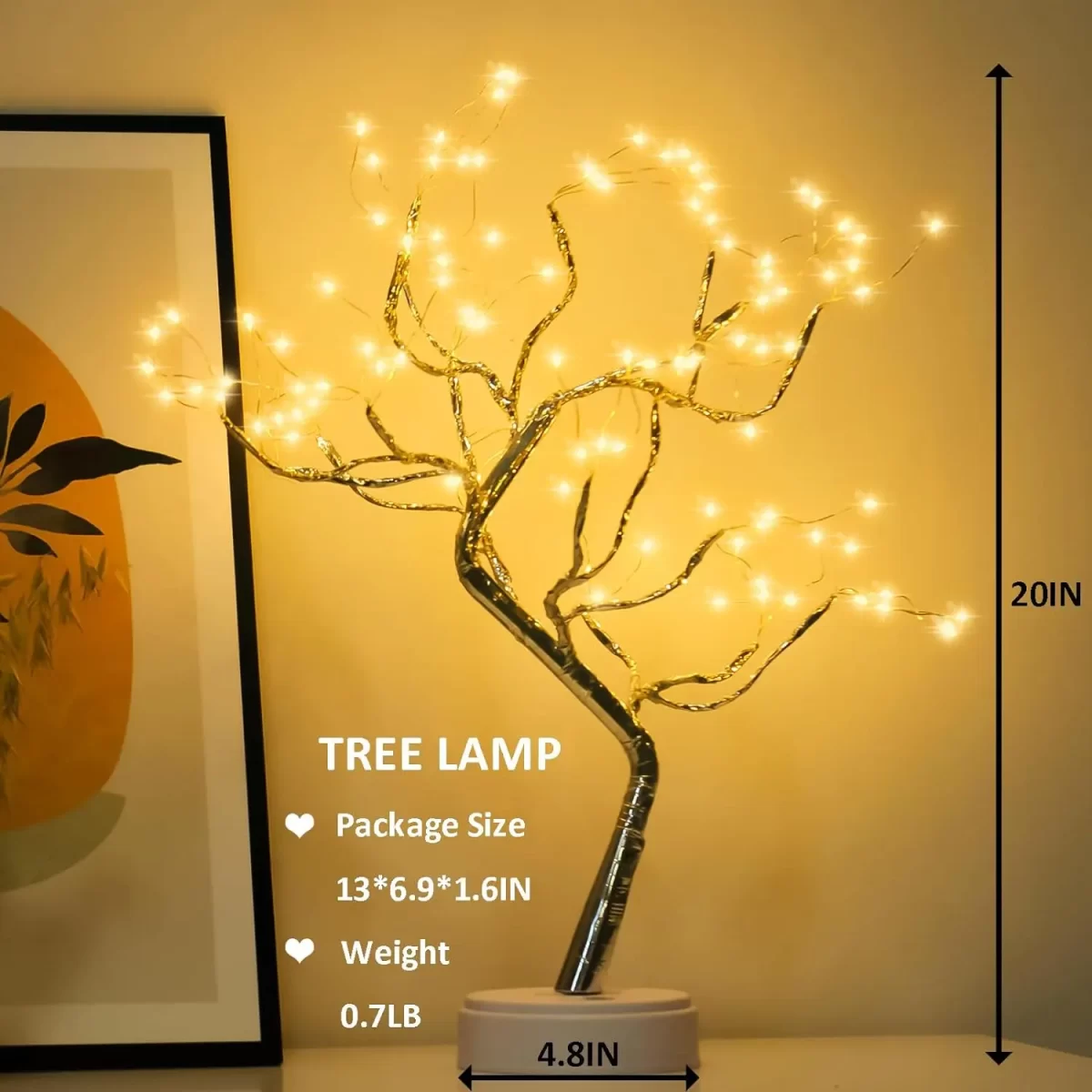 LED Bonsai Drvo Lampa sa 108 Svetala – Dekorativna Stona Lampa za Praznike, Spavaću Sobi i Dnevni Boravak (USB/Baterije) - Slika 4