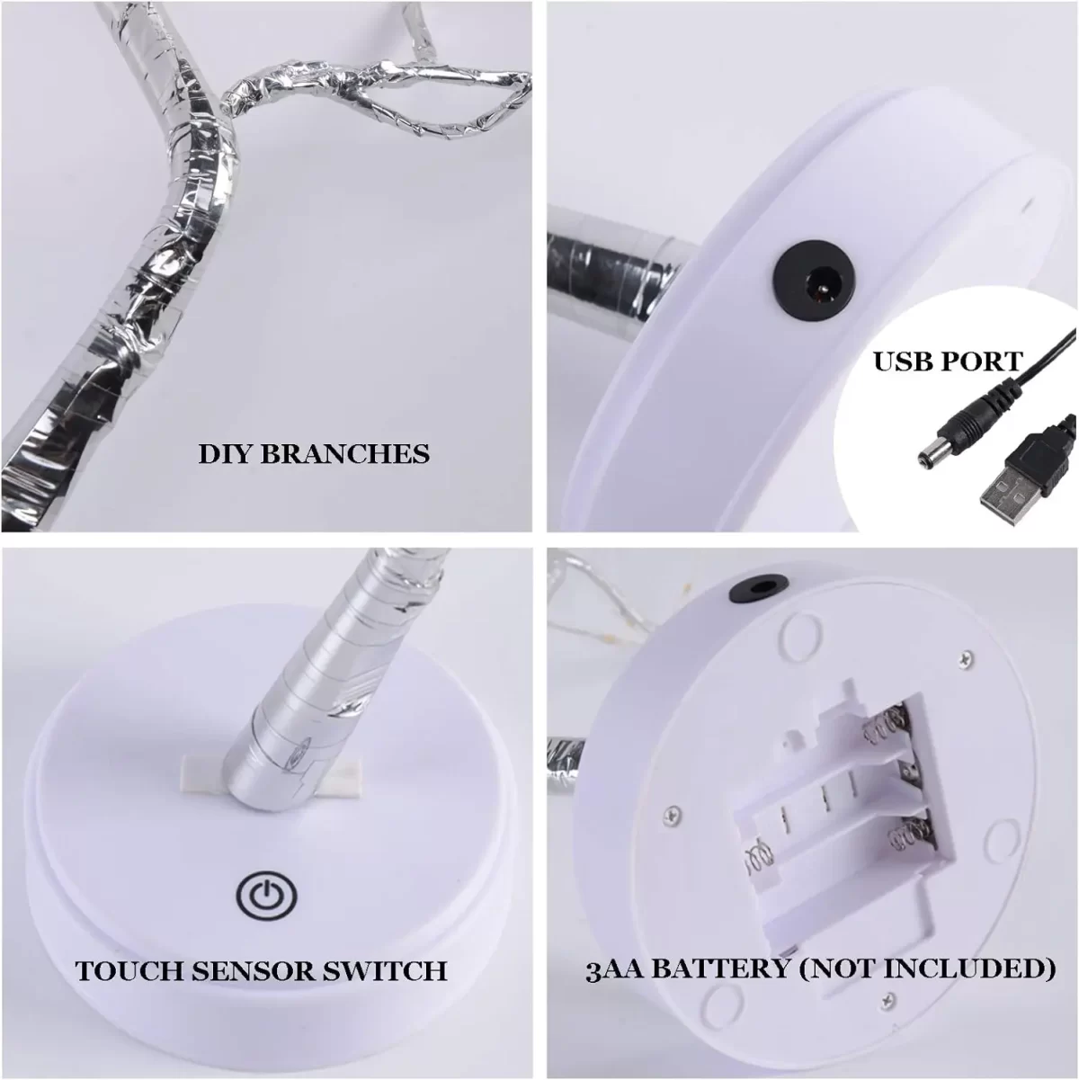 LED Bonsai Drvo Lampa sa 108 Svetala – Dekorativna Stona Lampa za Praznike, Spavaću Sobi i Dnevni Boravak (USB/Baterije) - Slika 5