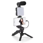 Vlogging i Live Streaming Kit sa LED Svetlom, Mikrofonom i Tripod Stalakom za Telefon - Image 6
