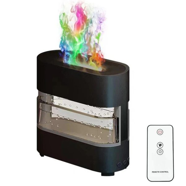 Ultrazvučni difuzer sa efektom plamena, RGB svetlom i daljinskim upravljačem. Kapacitet 300ml, tihi rad i USB Type-C napajanje. Idealno za aromaterapiju i ovlaživanje prostora.