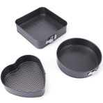 Nelepljiv Kalup za Torte –  Set od 3 - Okrugli, Srcoliki i Kvadratni Kalupi sa Uklonjivim Dnom i Mehanizmom za Otvaranje - Image 6
