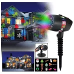 LED projektor za Božić prikazano kako svetli na kuci po marku