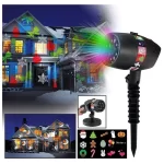 LED projektor za Božić prikazano kako svetli na kuci po marku