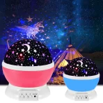 LED Rotaciona Noćna Lampa – Projekcija Meseca i Zvezda, USB Punjiva, Višebojna, za Rođendane i Žurke - Slika 2