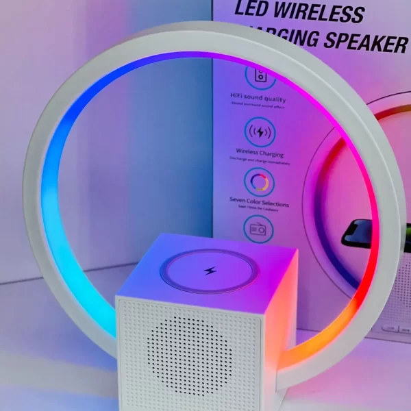 Bežični Bluetooth Zvučnik sa LED Svetlom i Punjačem 15W – RGB Efekti, 1500mAh Baterija, Idealno za Poklon