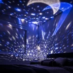 LED Rotaciona Noćna Lampa – Projekcija Meseca i Zvezda, USB Punjiva, Višebojna, za Rođendane i Žurke - Slika 3