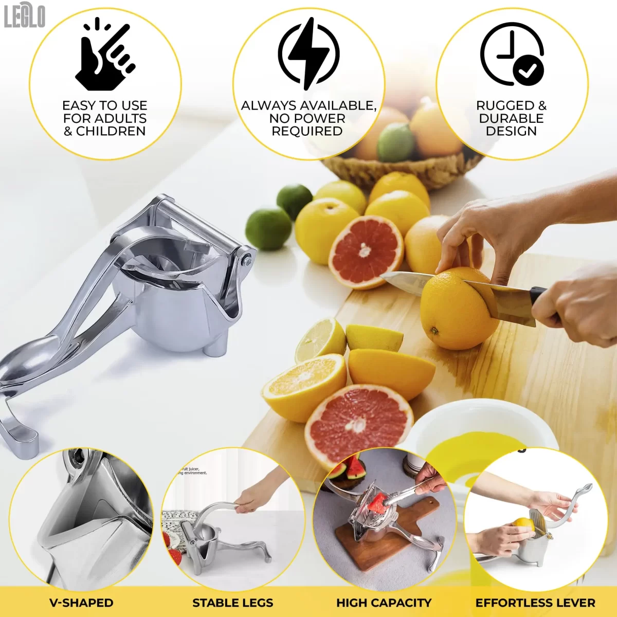 Ručna presa za citruse za Citruse – Aluminijumska Presa za Pomorandže i Ostalo Voće - Slika 4