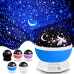 LED Rotaciona Noćna Lampa – Projekcija Meseca i Zvezda, USB Punjiva, Višebojna, za Rođendane i Žurke - Slika 5