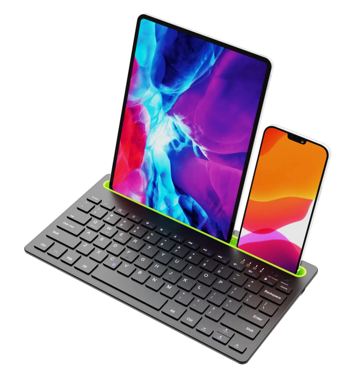 Bluetooth Bežična Tastatura sa Slotom za Telefon – Energetski Efikasna i Kompatibilna sa Android, iOS i Windows Sistemima