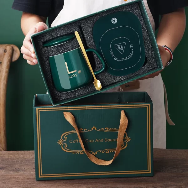 Pametna Keramička Šolja sa Grejačem – Poklon Set za Kancelariju, Dom i Putovanja (375ml)