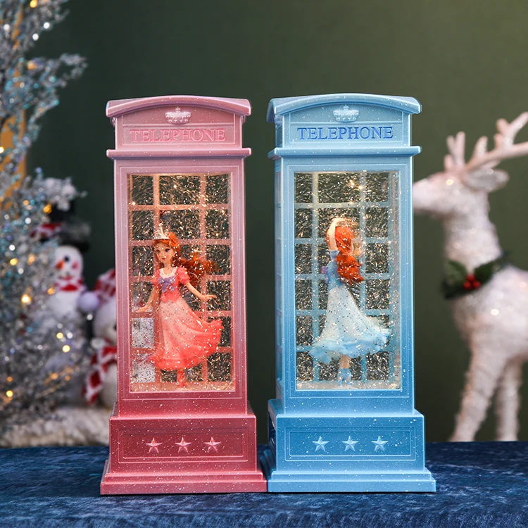 Božićna LED sneg kugla - lanterna „Telephone Booth“ – muzička vodena lampa sa pokretnim snegom Božićna LED sneg kugla - lanterna „Telephone Booth“ – muzička vodena lampa sa pokretnim snegom