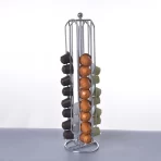 Rotirajući Stalak za Kapsule – Organizator za 40 Nespresso Kapsula | Metalni, Dvostruki Nivoi, Srebrna Boja