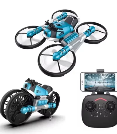 2-u-1 RC Motor - Dron za Kopno i Vazduh – Mini Deformabilni Helikopter sa Sat Kontrolom (WiFi, Kamera, 3+ godine)