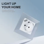 EU Standard Zidna Utičnica sa Kaljenim Staklom i USB Type A + C Portovima – 220V~250V, 16A - Slika 2