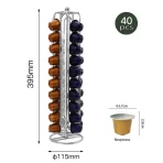 Rotirajući Stalak za Kapsule – Organizator za 40 Nespresso Kapsula | Metalni, Dvostruki Nivoi, Srebrna Boja - Slika 2