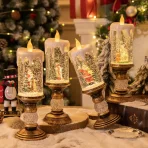 LED Božićna Lampa – Kristalna Fenjer Sveća sa Sneškom | Dekorativno Svetlo za Praznike - Slika 3