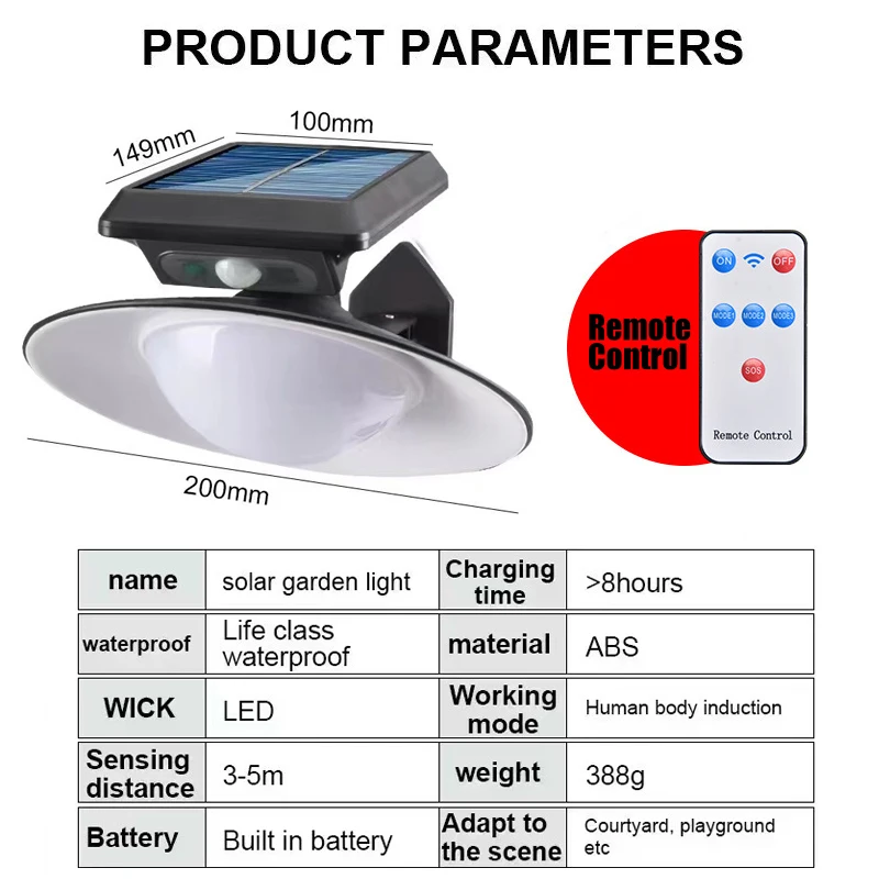 main-image-3 Solarna spoljašnja LED lampa sa senzorom pokreta – vodootporna rasveta za dvorište - Slika 6