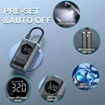 Prenosivi električni kompresor za gume – punjivi bežični uređaj za auto i bicikl - Slika 4