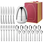 Luksuzni Set Pribor za Jelo od 24 Delova – Premium Inoks sa Poklonom Pakovanjem (Egg Shape Dizajn) - Slika 3