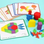 Drvena Edukativna Slagalica od 155 Delova – Geometrijski Oblik za Decu (3+ godine) - Slika 3