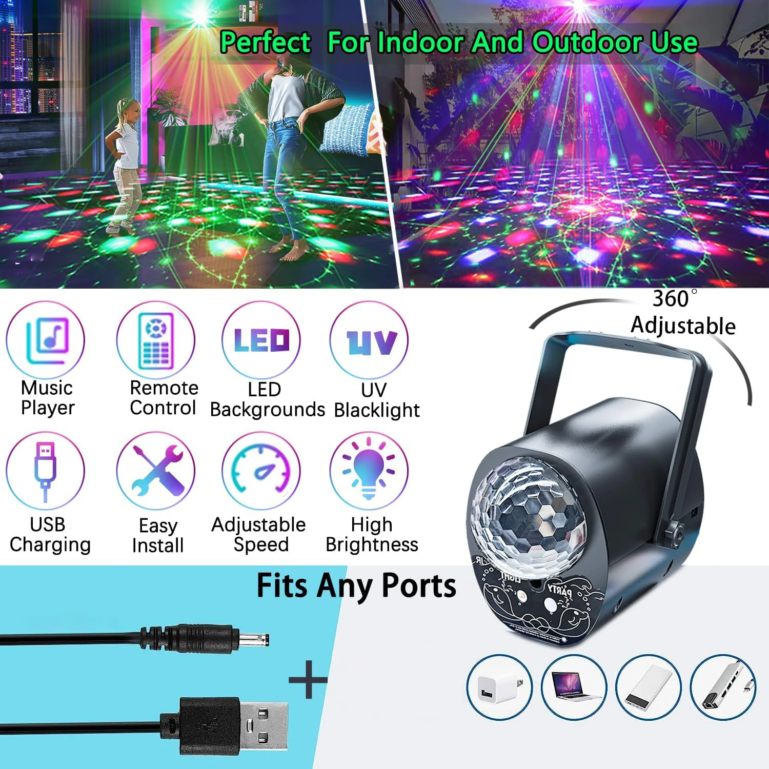 main-image-4 5V RGB prenosiva svetleća kugla sa zvučnom kontrolom – magična disko rasveta za svaku priliku - Slika 3