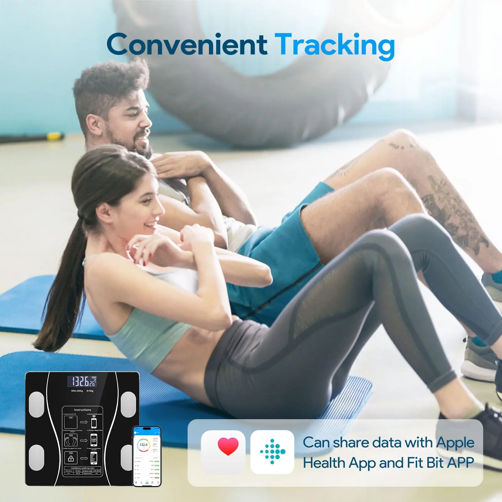 main-image-4 Pametna Digitalna Bluetooth vaga za merenje telesne mase i analizu sastava tela – Kapacitet 180kg, povezivanje sa aplikacijom - Slika 4