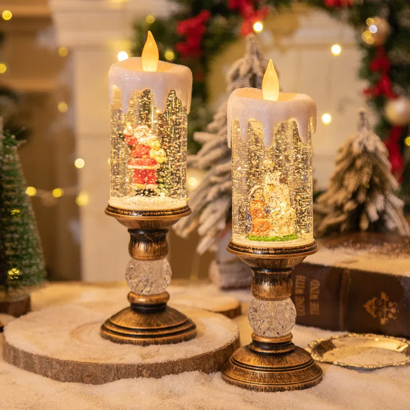 main-image-4 LED Božićna Lampa – Kristalna Fenjer Sveća sa Sneškom | Dekorativno Svetlo za Praznike - Slika 2