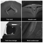 Full Face motoristička kaciga – modularni Flip-Up dizajn, vodootporna zaštita za odrasle vozače - Slika 2