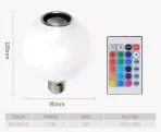 LED Smart Muzička Sijalica 12W E27 – RGB Svetlo i Bluetooth Zvučnik sa Daljinskim Upravljačem - Slika 3
