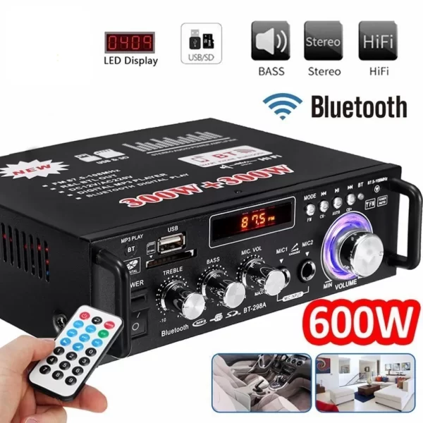 Bomge BT-298 stereo pojačalo – prednji panel sa komandama