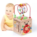 Drvena edukativna igračka sa lavirintom perlica – multifunkcionalna Montessori igra za bebe - Slika 3