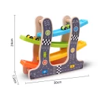 Drvena mini auto traka za decu 2-u-1 – zabavna staza sa točkićima i autićima - Slika 2