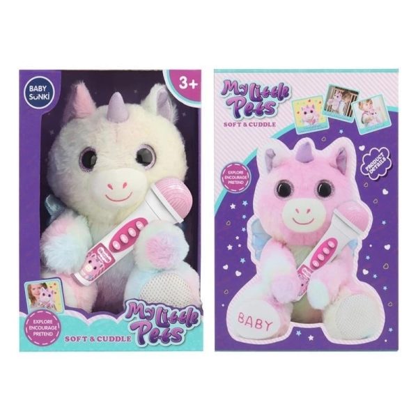 Plišani Ranac Jednorog sa Mikrofonom u kutiji ljubicaste boje