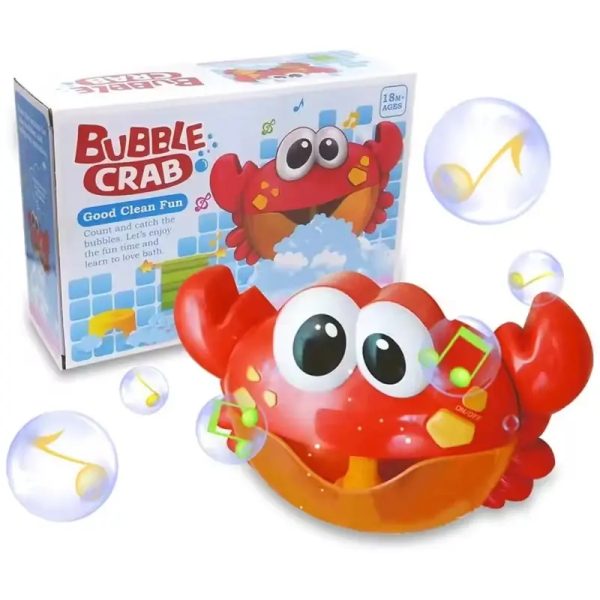 Igračka Rak za Kupanje crvene boje pored kutije proizvoda