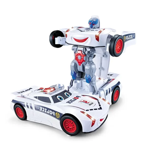 Transformišući policijski robot auto u beloj boji