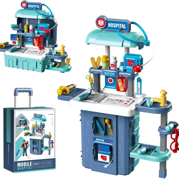 Dečiji doktor set 3u1 – igračka sa stetoskopom i medicinskim alatima za kreativnu igru (za uzrast 3+)