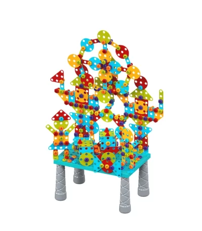 3D DIY set za sklapanje sa 490 delova – edukativni sto za decu sa šrafovima i građevinskim blokovima