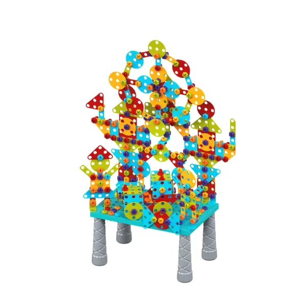 3D DIY set za sklapanje sa 490 delova – edukativni sto za decu sa šrafovima i građevinskim blokovima